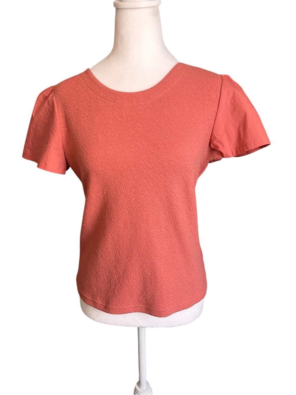 Anthropologie Women's Coral Crisscross Back Short sleeve Top Size M NWT